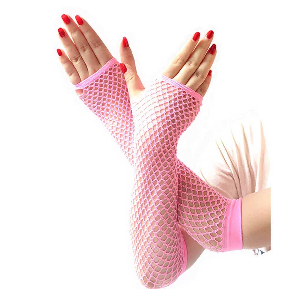 Long Fingerless Fishnet Lace Luvas para Senhoras, Alta Elasticidade, Neon, Sexy, Acessórios Do Carro, Decoração de Interiores, Auto Peças