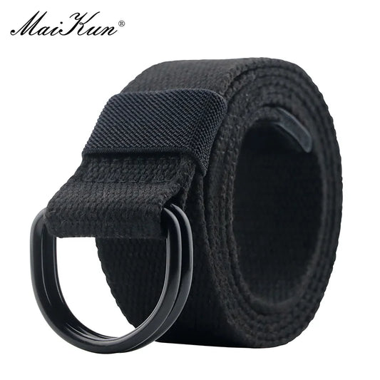 Maikun Tactical Canvas Men Belt High Quality Unisex Double D-Ring Buckle Waistband Casual Canvas Female Belt Fabric For Jeans