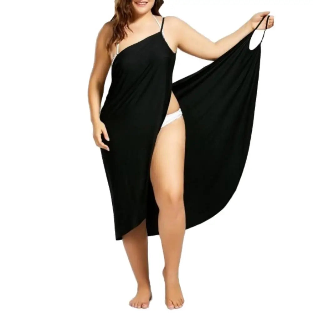 Fashion Women Solid Color Beach Summer Dresses Sling Sleeve Casual Sexy Halter Loose Towel Dress Vestidos Plus Size S-5XL халат
