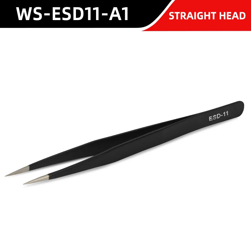 VVOSAI Curved Straight Tweezers Anti-static Precision Stainless Forceps Phone iPad Repair IC Chips Motherboard Repair Hand Tools