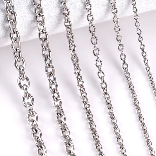 1pc largura 1.5mm-6mm aço inoxidável cruz o colar de corrente para mulheres diy jóias fina pulseira colar
