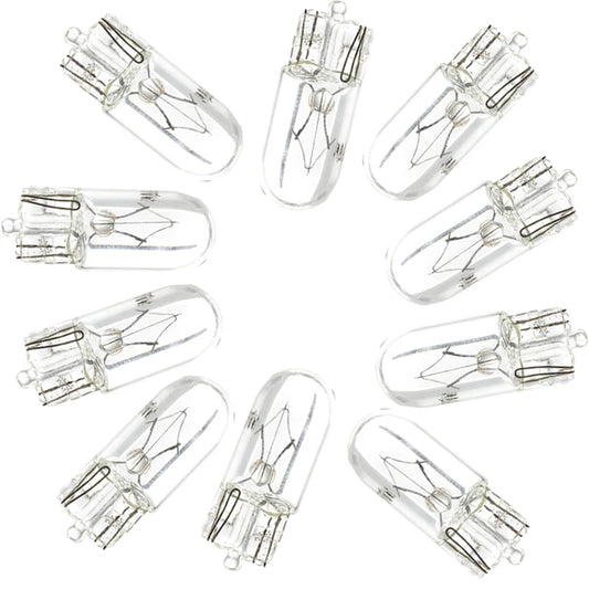 10 X White T10 W5W 501 194 Clear Signal Lamp Glass 12V 5W Warm White W2.1x9.5d Single Filament Car Bulb Auto Light