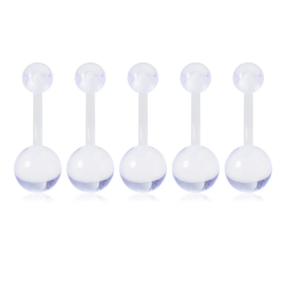 5Pcs 14G Navel Piercing Jewelry Set Sexy Colorful Acrylic Belly Piercing for Women 316L Surgical Steel Bar Belly Button Rings