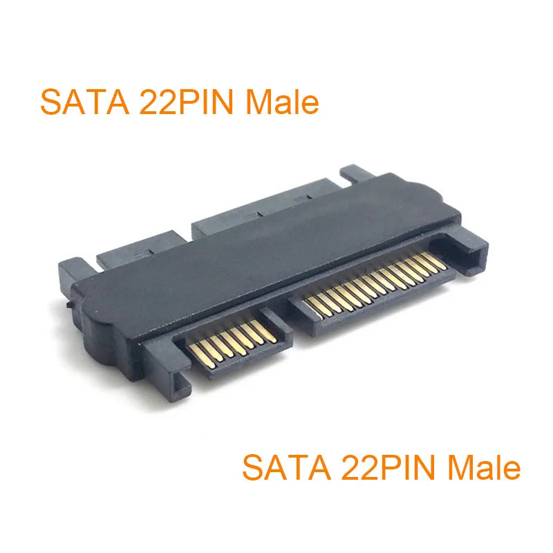 Convertidor adaptador SATA macho a SATA macho de 22 pines con cable de datos de alimentación SATA hembra de 7 pines y 15 pines.