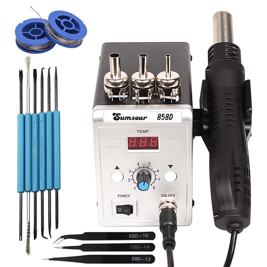 Pistola de aire caliente 858D, 700 W, estación de soldadura BGA de 220 V/110 V para SMD SMT, herramientas de reparación de soldadura