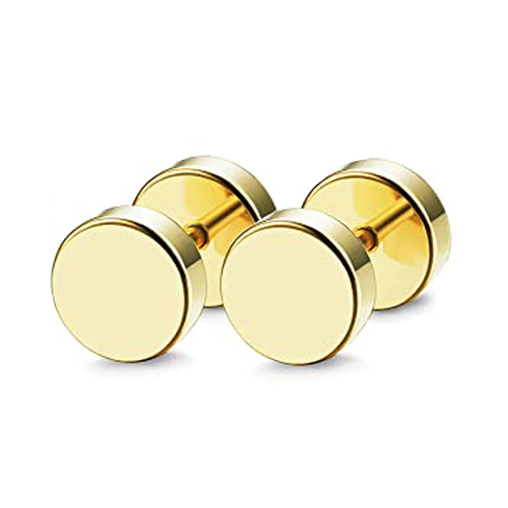 2 pendientes góticos estilo punk de acero inoxidable con forma de mancuerna para hombre y mujer, estilo hip hop, rock, hipoalergénicos.