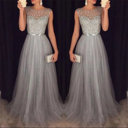 2022 Elegant Women Dresses Sequins Patchwork Dress Formal Wedding Bridesmaid Party Gown Long Dress Female Dresses