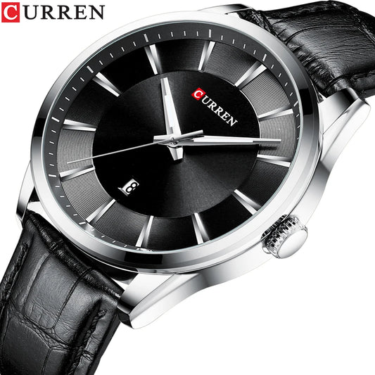 Relojes de cuarzo CURREN para hombre, correa de cuero, relojes de pulsera para hombre, marca de lujo superior, reloj de negocios para hombre, 45 mm, reloj para hombres