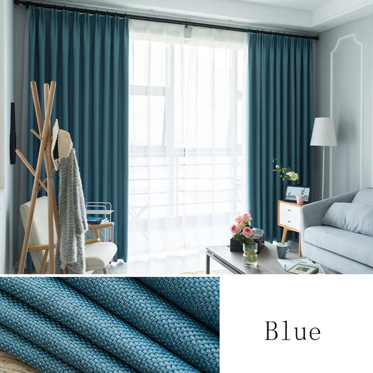 350cm Height Custom Made Thickened Solid Color Faux Linen Curtain 80%-90% Blackout Curtains For Bedroom Living Room Blackout