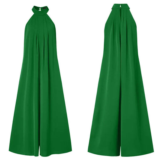 ZANZEA 2024 Verano Mujer Fiesta Elegante Monos Pierna Ancha Monos Color Sólido Pierna Ancha Monos Vacaciones Chic Sin Mangas Mono