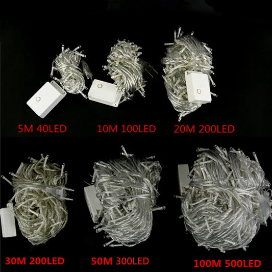 Guirnalda de luces LED navideñas de 5 m, 10 m, 20 m, 30 m, 50 m y 100 m, 8 modos, ideal para bodas, fiestas y festividades.