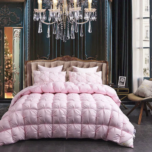 3D Luxury Quilted 100% High-Rank Goose Down Duvet Quilt King Queen Full Size Comforter Winter Thick Blanket Solid Color
