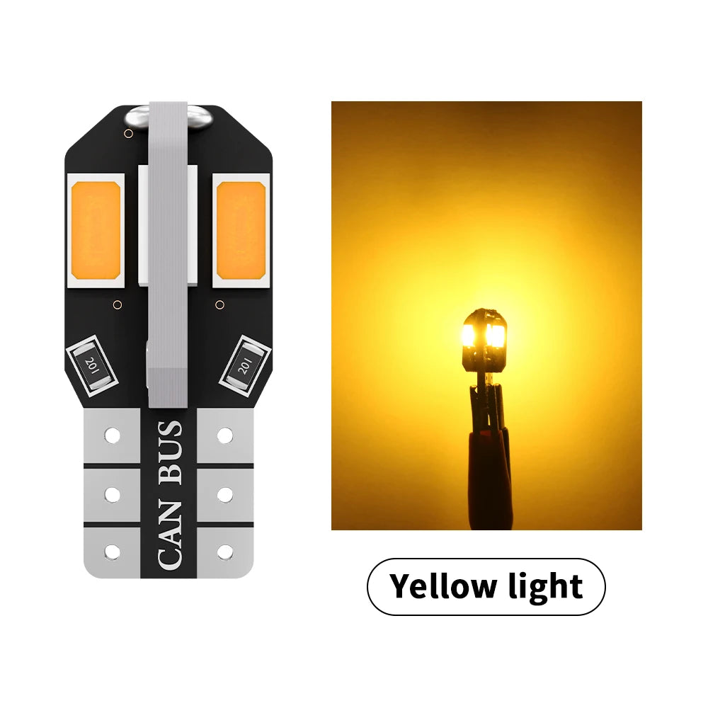 2 pçs mais novo t10 led canbus w5w 8 smd 5730 led luzes da placa de licença interior do carro lâmpadas cúpula leitura sem erro 12v branco vermelho amarelo