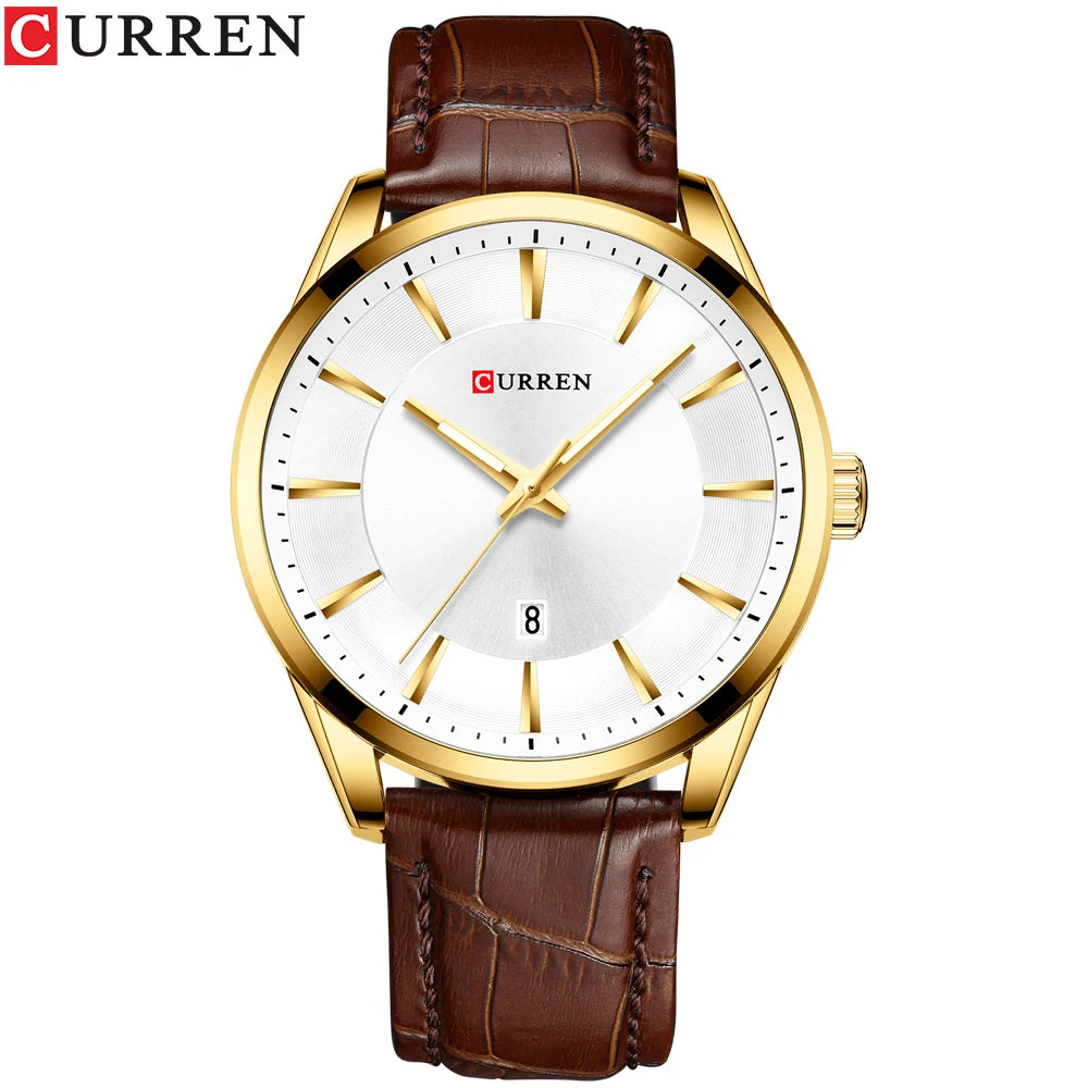 Relojes de cuarzo CURREN para hombre, correa de cuero, relojes de pulsera para hombre, marca de lujo superior, reloj de negocios para hombre, 45 mm, reloj para hombres