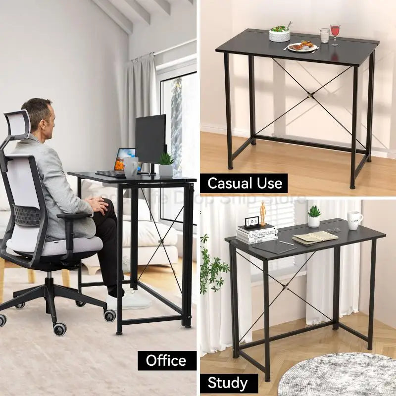 Escritorio plegable moderno con estante, escritorios de oficina, mesas para portátil, muebles para el hogar, tareas del hogar, escritura, estudio, HWC, 80 x 45 x 74 cm