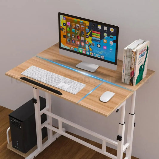 Mesa de Computador Ajustável em Altura, Mesa Sit-Stand, Mesa Laptop com Rodas, Escritório Top, Sala e Quarto, HWC