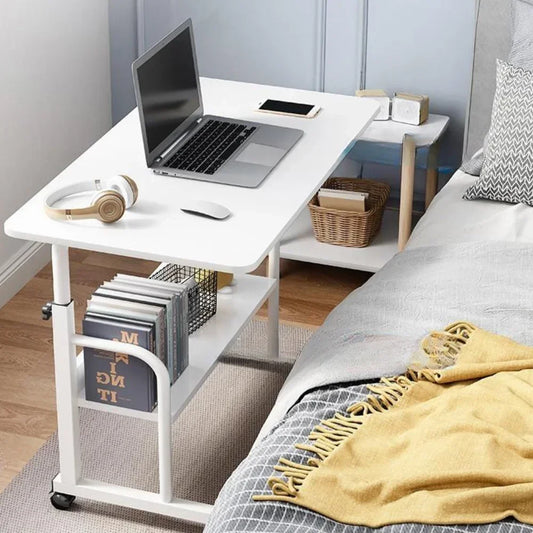 Mesa de cabeceira móvel para computador, elevador, mesa simples ajustável para laptop com rodas, quarto, escritório, mesa de estudo portátil