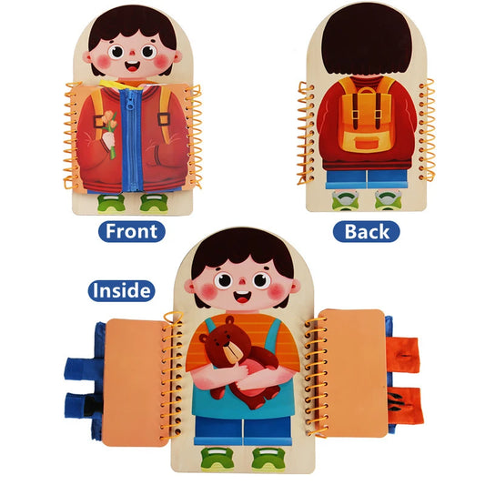 Multi-Layer Wooden Busy Board for Toddlers, Montessori Early Education Games, Toddlers Quiet Books, Sensory Toy, Practice Dressing