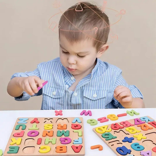 Número do alfabeto colorido quebra-cabeças de madeira brinquedo para crianças montessori cedo brinquedos educativos do bebê jogo de correspondência inteligente presente da criança