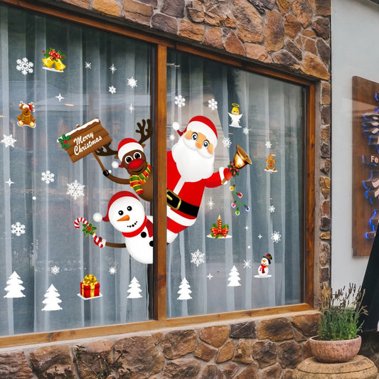 Natal Janela Adesivos para Crianças Quarto, Decalques De Parede, Feliz Natal Decorações Para Casa, Ano Novo