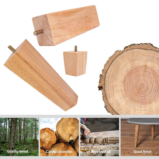 Pernas de móveis de madeira sólida, 4 unidades, 6/10/15cm, cadeira, mesa, armário, peças de aumento, acessórios de substituição de pés de móveis