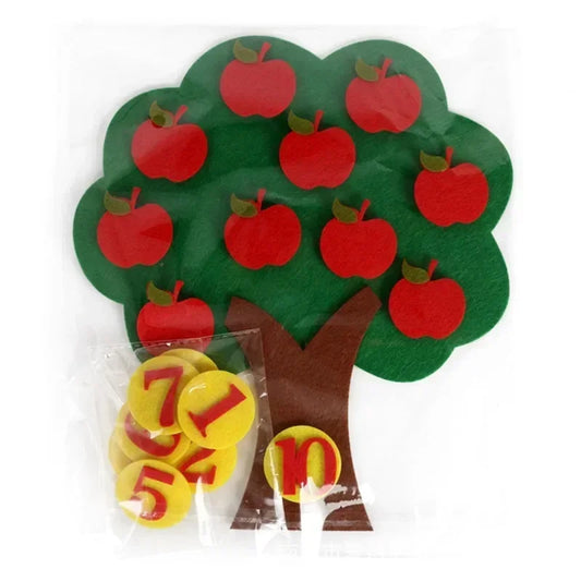 Quebra-cabeça infantil, feltro não tecido DIY, cenoura artesanal, macieira, aparelhos didáctico digital, brinquedos montessori para bebê