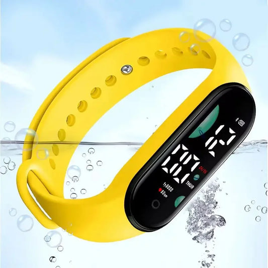 Reloj de pulsera digital LED electrónico para mujer, reloj deportivo resistente al agua con correa de silicona sencilla, reloj informal de moda