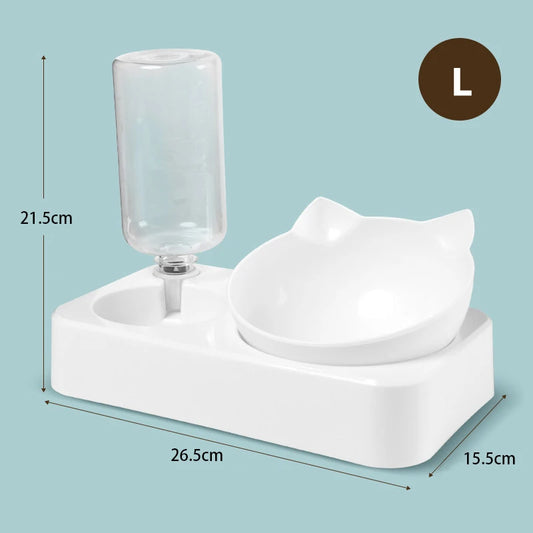 Pet Feeder 2-in-1 Pet Feeding Bowl Dog Cat Automatic Water Dispenser with Removable Stainless Steel Bowls Pet Supplies