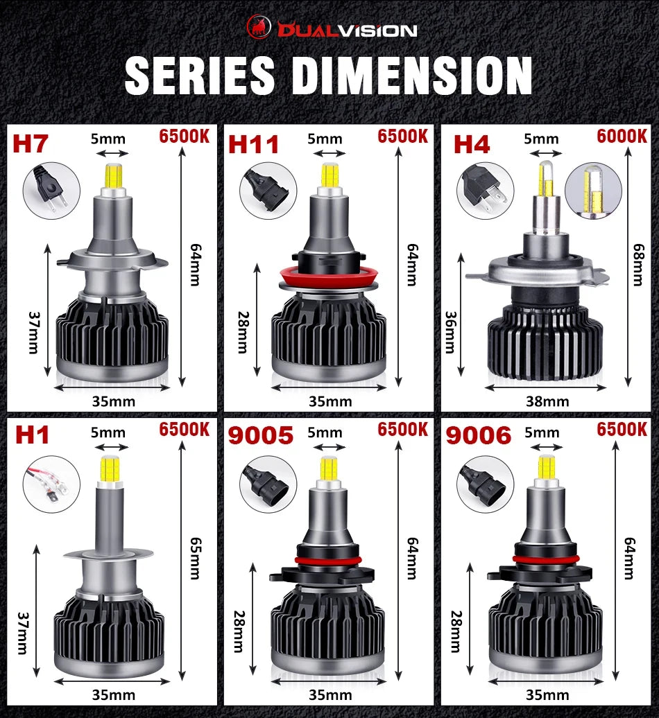 72 CSP 3D 360 H7 Led Canbus Car Headlights Bulbs H9 H8 H11 H4 H1 HB3 9005 HB4 9006 800W Automotive Fog Lights Turbo Mini Lamp 2x