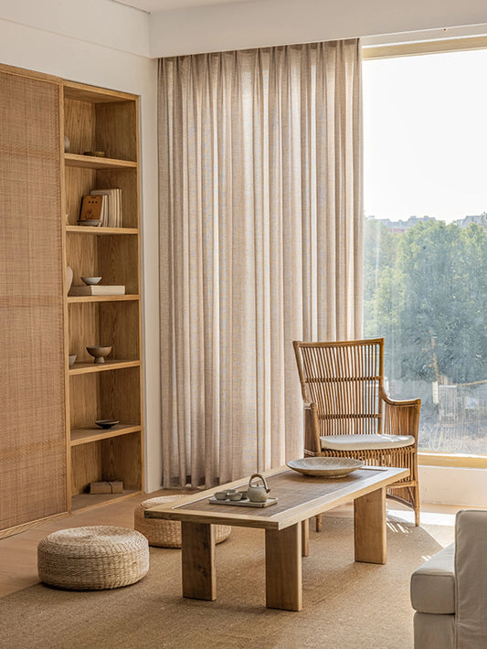 Factory Supply Natural Linen Japanese Koreanstyle Curtain LivingRoom Bedroom Transparent Finished Gauze Sheer Drape Home Window