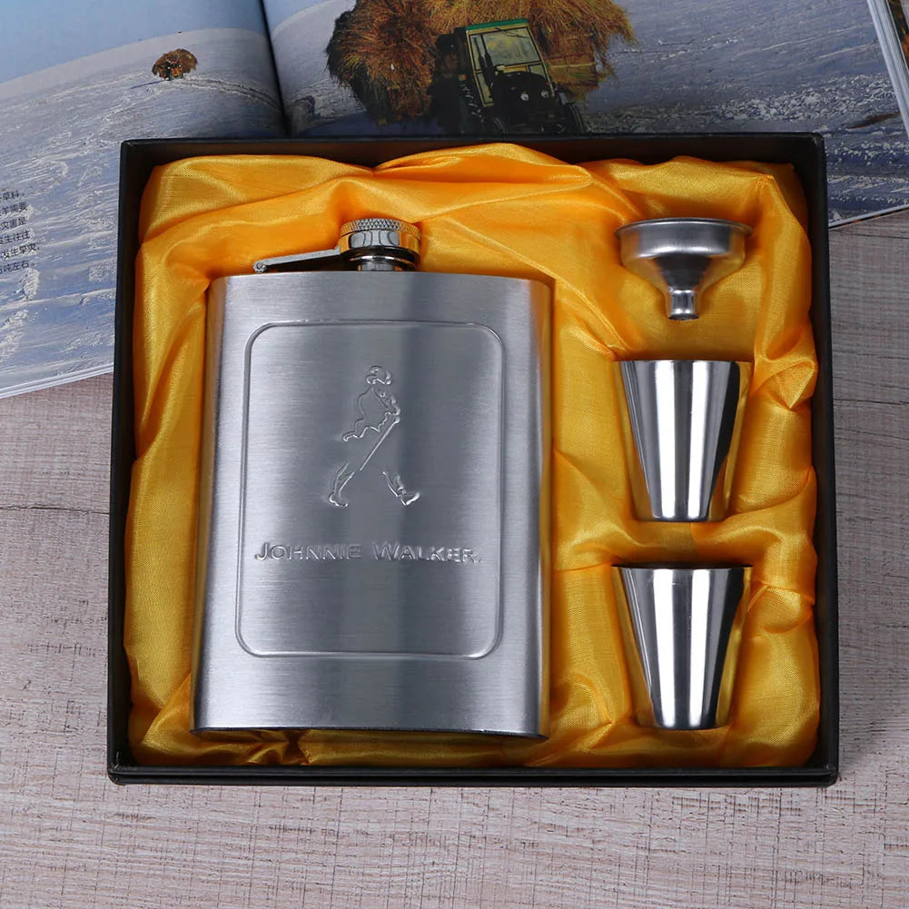 8oz Outdoors Portable Pocket Hip Flask Stainless Steel Whisky Flask Drink Alcohol Container Gift Box Vodka Drinking Bottle Tools