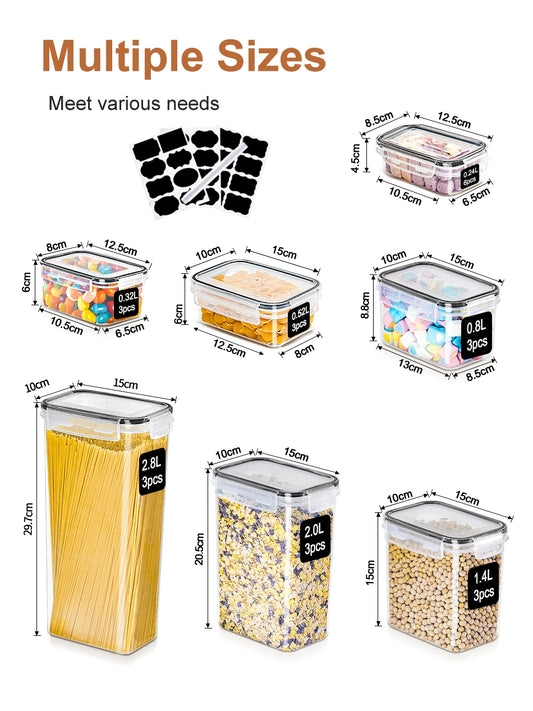 Kitchen food Storage Container with Lid Airtight Set of 24 Set 48 Pcs (24 Containers, 24 Lids), 0.8 L/0.32L/0.24L BPA Free