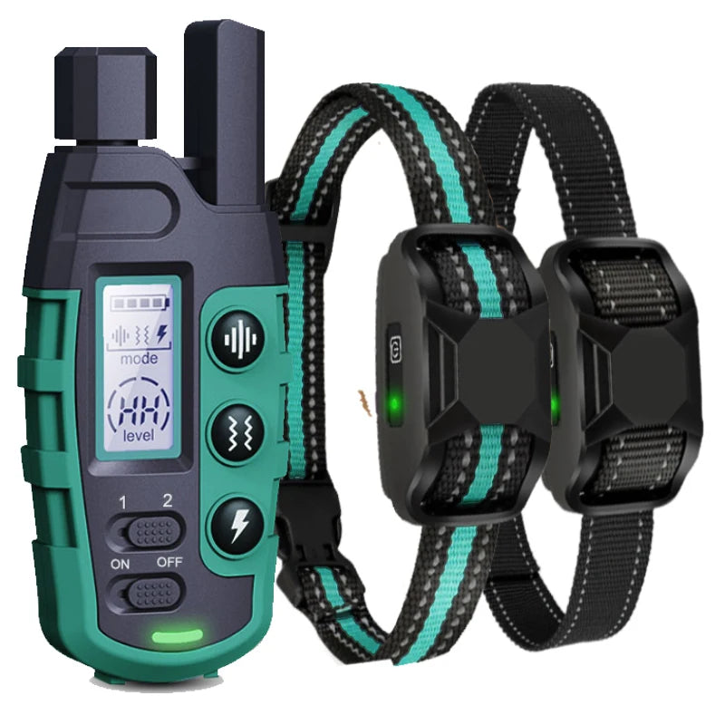 Collar de entrenamiento eléctrico para perros de 1000 m con control remoto, resistente al agua, para cachorros de 2,2 a 54 kg, con vibración y descarga eléctrica.