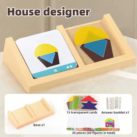 1set- House Logic Game Montessori Toys Creative Geometric Shape Spatial Imagination Intellectual Thinking Puzzle Games Kids Toy