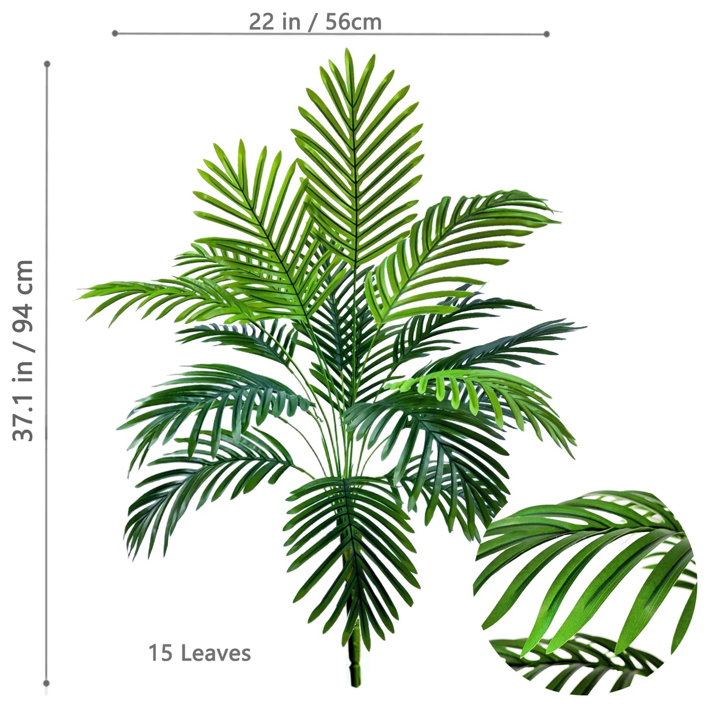 52-125cm/49.2in Artificial Palm Tree Tropical Fake Plant Green Plastic Palm Leaf Branches Suitable for Home Garden Decoration