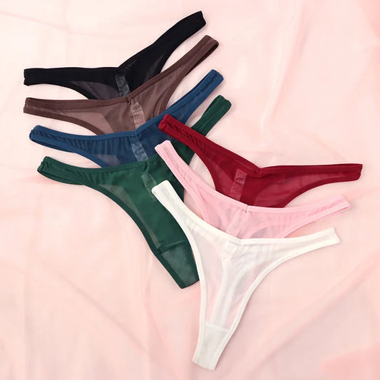 Tangas sin costuras para mujer, tangas diminutas, lencería sexy, tanga de malla translúcida, ropa interior suave con espalda en T, bragas Tangalar