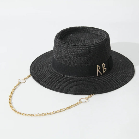 Summer Straw Hats for Women Ribbon Decoration Elegant Ladies Party Dress Hats Travel Beach Sun Hat Chapeau Femme