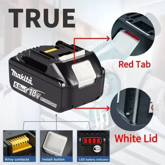 Makita-100% Original Rechargeable Power Tool Battery 5.0Ah 18V BL1830 BL1850 BL1840 BL1860 BL1815,Replaceable LED Lithium-ion