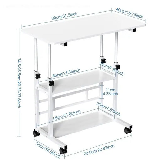 Height Adjustable Lifting Desk, Mobile Study Table, Lap Tray, Standing Furniture, HWC, 80x40x94 95cm