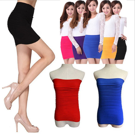 Falda de verano para mujer, de cintura alta, de color liso, elástica, plisada, para oficina, minifalda drapeada y ajustada, faldas lápiz sexis para mujer