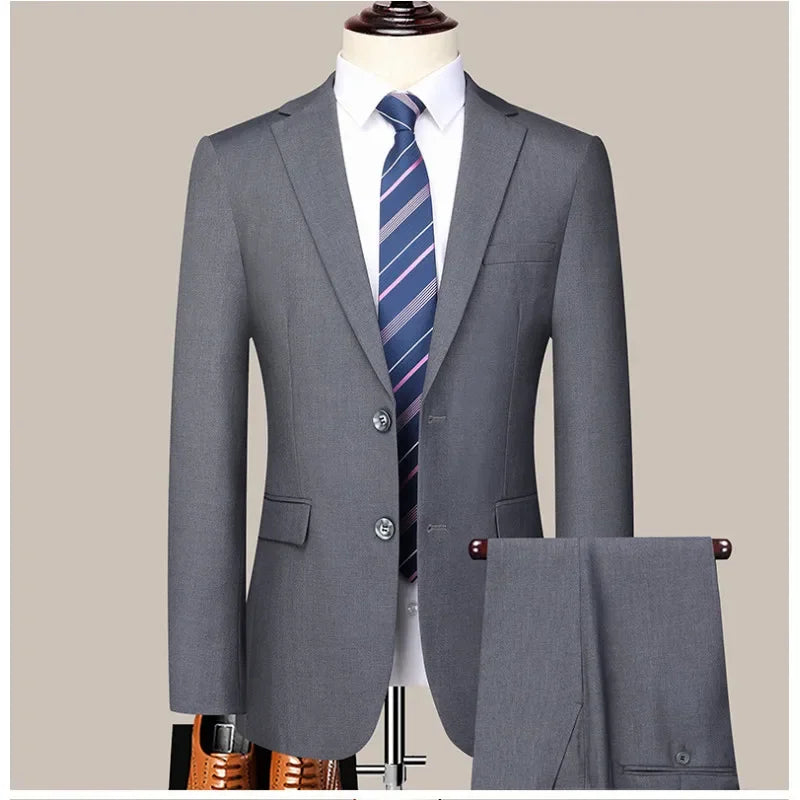 Traje de dos botones para hombre (traje + pantalón), elegante, ajustado, para negocios, trabajo, formal, tallas S-6XL.