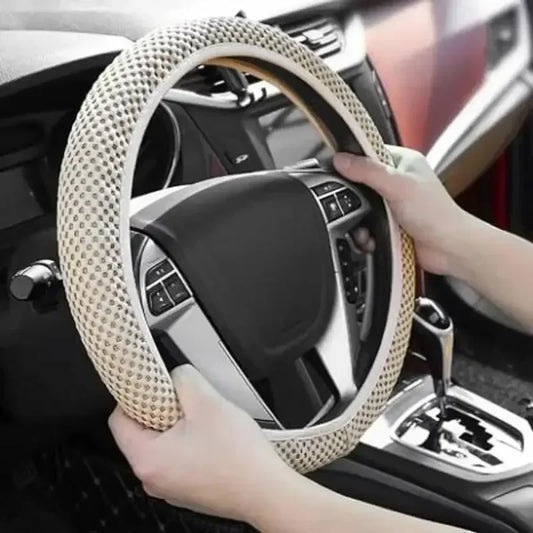 Elastic Elastic Steering Wheel Cover, Warm in Winter, Cool in Summer, Universal 15 Inches (About 38.1 Cm), Microfiber Breathable