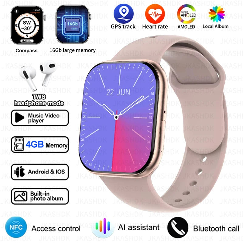New For Apple Watch 10 GPS NFC Smart Watch Men Women Wireless Charging BT Call Waterproof HD AMOLED Smartwatch For Android IOS