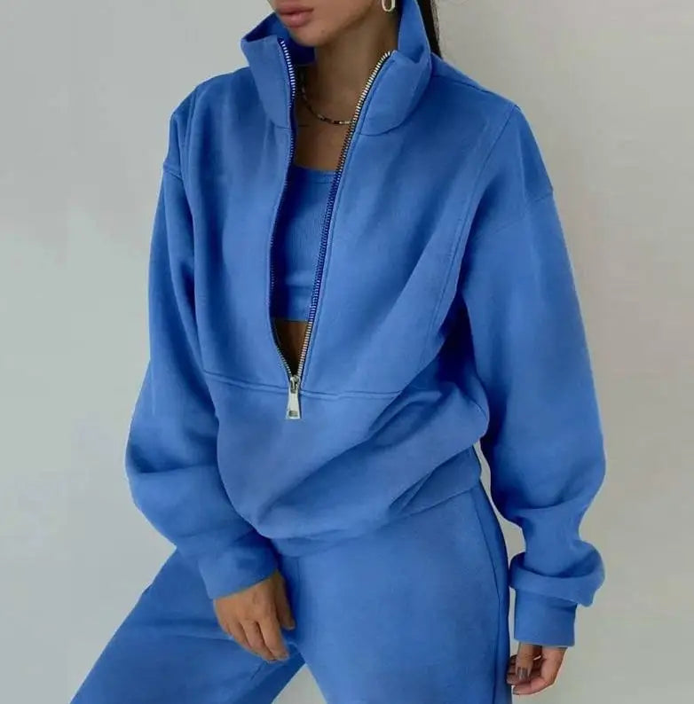 2 Piece Sets Women Outfit 2026 Autumn and Winter New Fashion Casual Daily Solid Color Sweater Brushed Sports Street Set