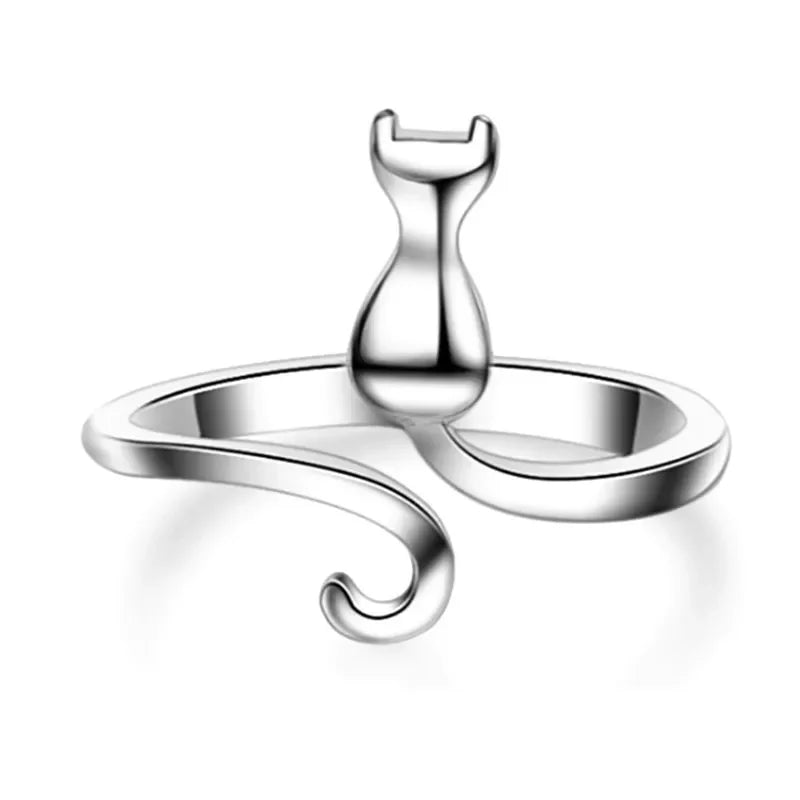 Anillos de gato en plata de ley 925 para mujer, anillos de compromiso, joyería de diseño de lujo, regalos para mujer