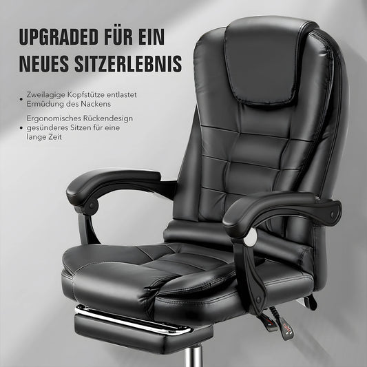 Executive Office Chair with Massage Seat , PC Desk Gaming Chair with Armrests Footrest High Back Recliner Tilt Padded Swivel