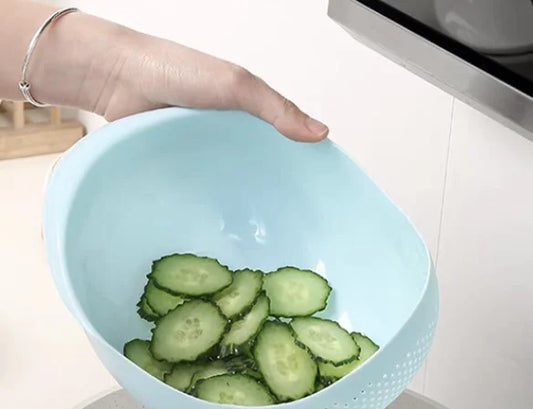 1 cesta de drenaje de plástico, colador, cuenco de arroz, cesta de drenaje, frutero, cesta de ropa, asa, organizador de cocina para el hogar.