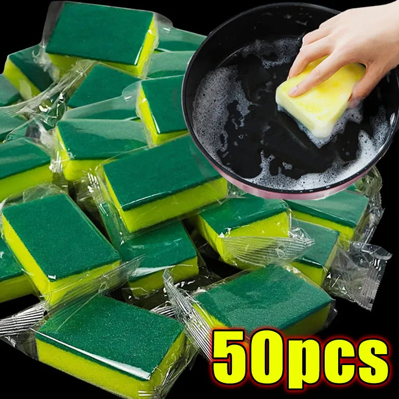 100/1 pçs cozinha lavar louça esponja macia absorvente limpo esfregar pote ferrugem esfregão remoção kits escova de limpeza doméstica esponja