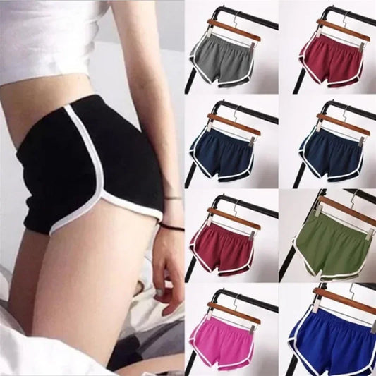 Pantalones cortos informales a la moda de verano para mujer, pantalones cortos transpirables de Color caramelo, pantalones cortos deportivos informales con cintura elástica para mujer