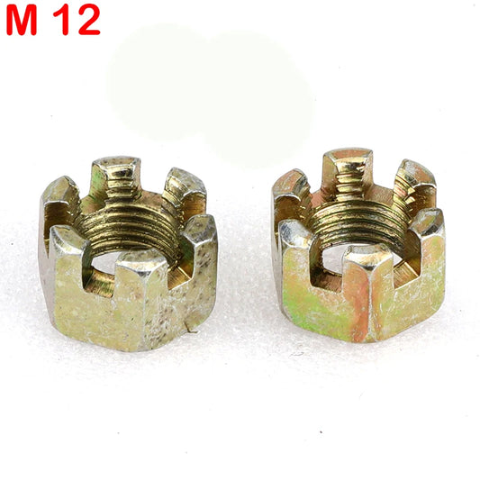 1Pair M10/M12/M14/M16/M20 Hex Slotted Nuts for 50cc-250cc ATV Kart Off-Road Vehicle Quad Bike Rear Axle Ball Joint Parts